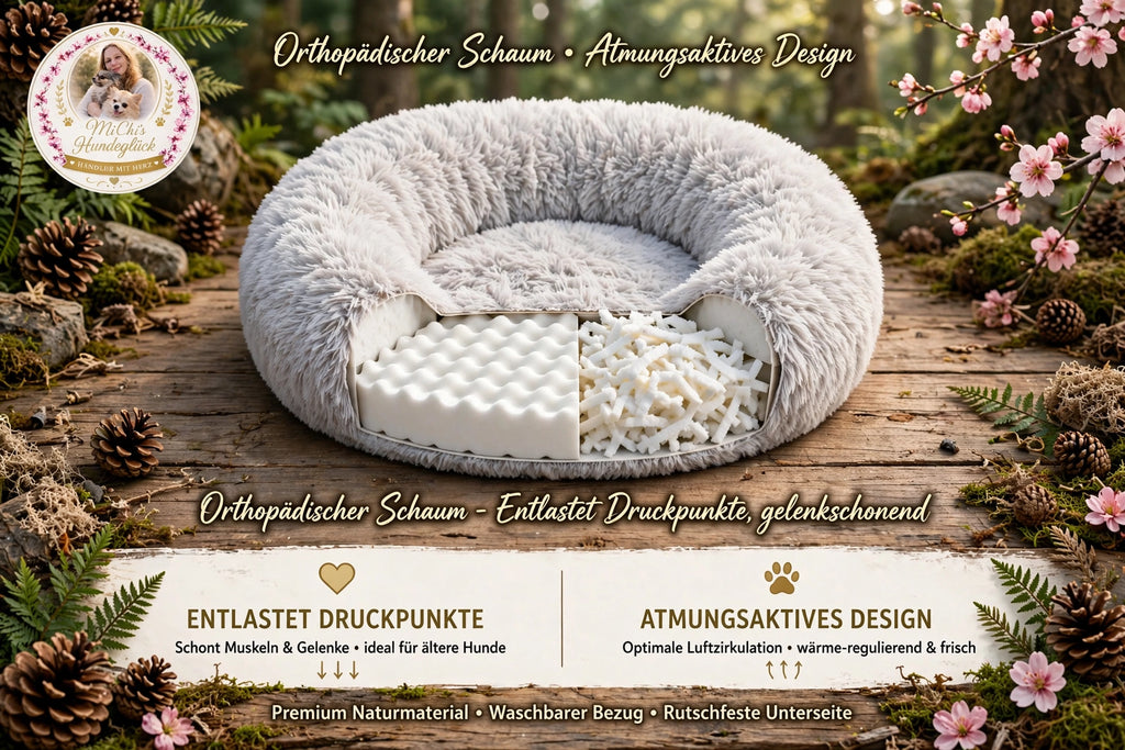 Kuschel-Donut Hundebett Orthopädisch | Waschbar & Gelenkschonend