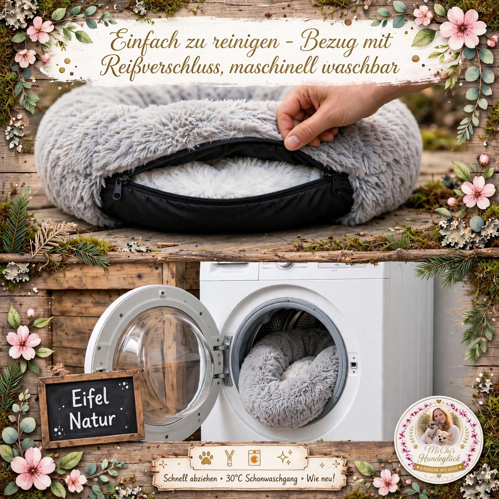 Kuschel-Donut Hundebett Orthopädisch | Waschbar & Gelenkschonend