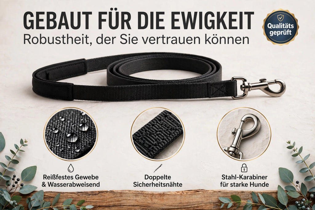 Schleppleine 10m für Hunde - Gepolsterte Trainingsleine wasserabweisend & reißfest mit Stahl-Karabiner | Inkl. Beutel + E-Book | Für mittlere & große Hunde