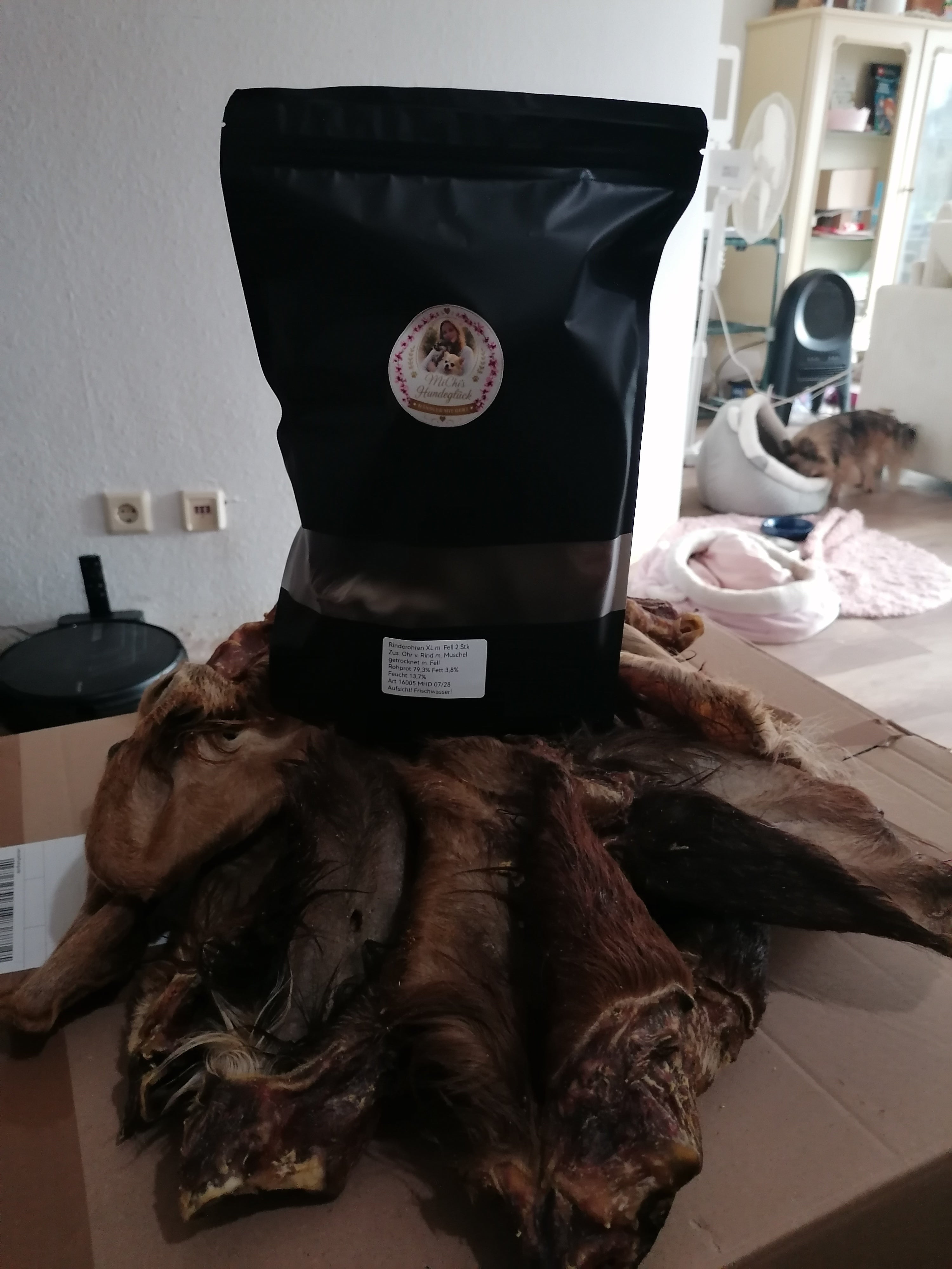 2er Pack - XL Rinderohren mit Fell